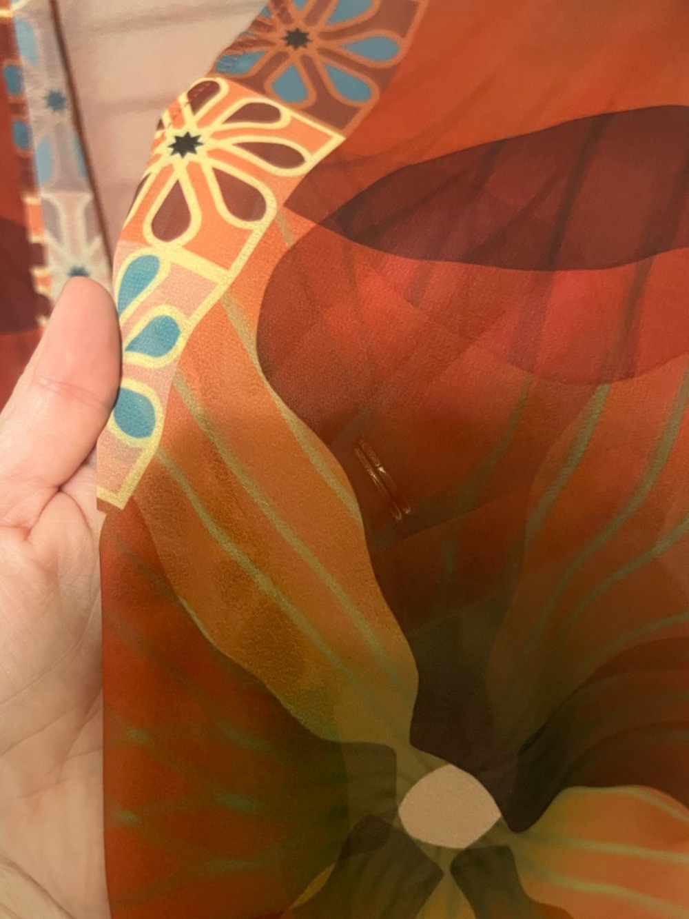Amazon Sheer Floral Kimono Cover-Up in Orange and Green - Picture 3 of 5